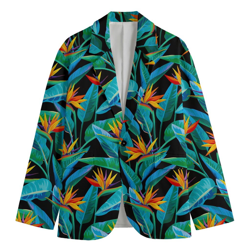Teal Tropical Pattern Print Men's Blazer