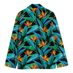 Teal Tropical Pattern Print Men's Blazer