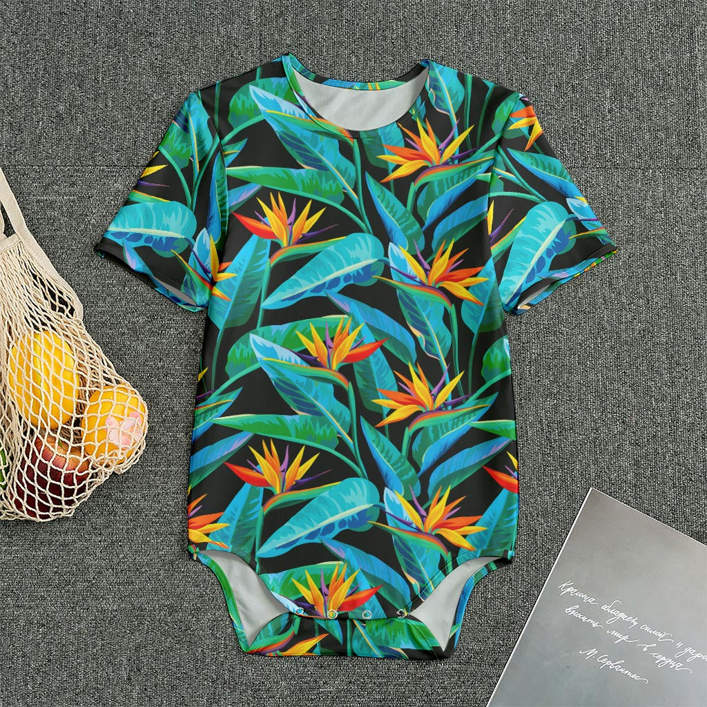 Teal Tropical Pattern Print Men's Bodysuit