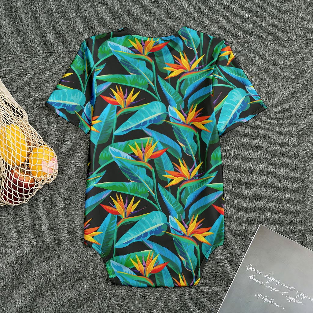 Teal Tropical Pattern Print Men's Bodysuit