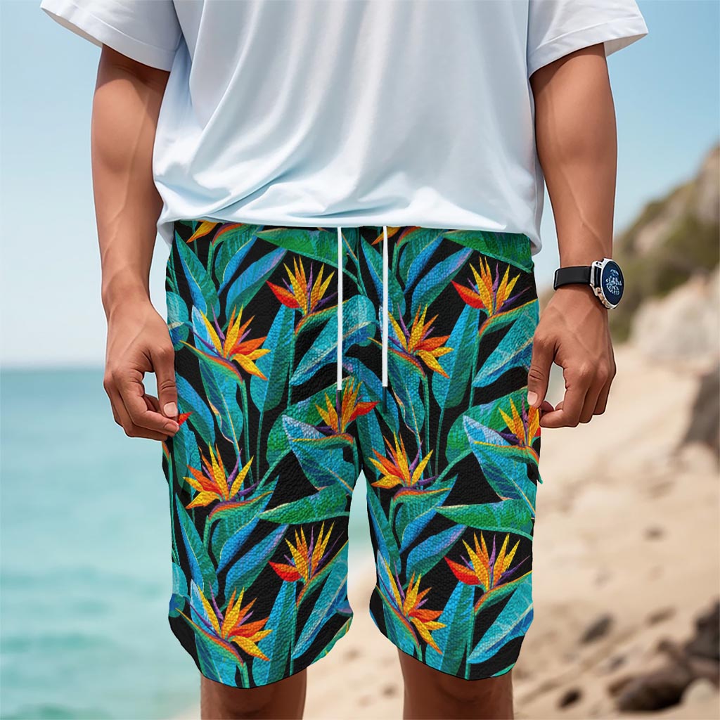 Teal Tropical Pattern Print Men's Cargo Shorts