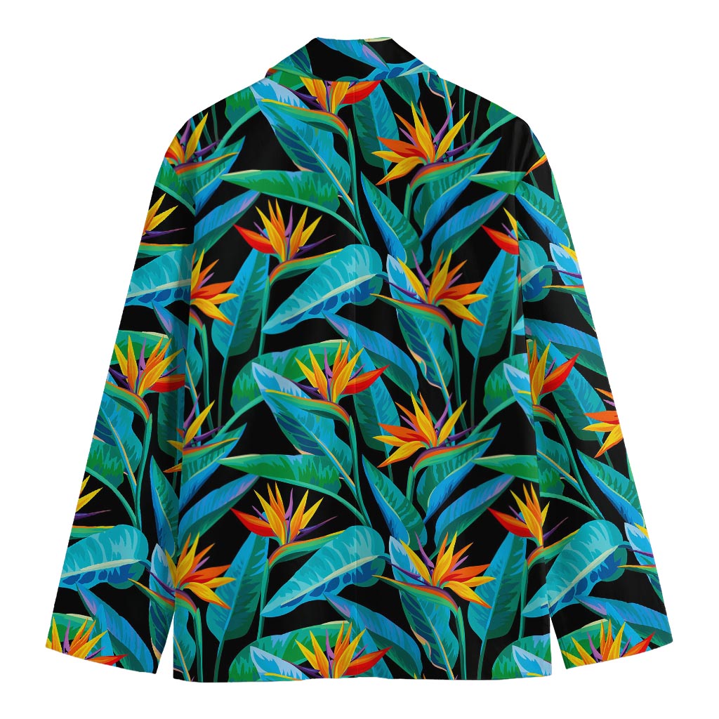 Teal Tropical Pattern Print Men's Cotton Blazer