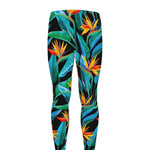 Teal Tropical Pattern Print Men's leggings