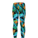 Teal Tropical Pattern Print Men's leggings