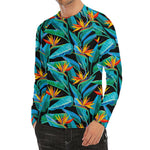 Teal Tropical Pattern Print Men's Long Sleeve Rash Guard