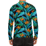Teal Tropical Pattern Print Men's Long Sleeve Rash Guard