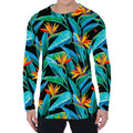 Teal Tropical Pattern Print Men's Long Sleeve T-Shirt