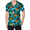 Teal Tropical Pattern Print Men's Shirt