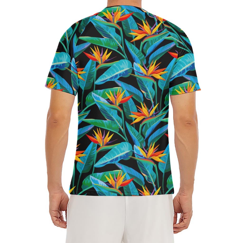 Teal Tropical Pattern Print Men's Short Sleeve Rash Guard
