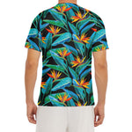 Teal Tropical Pattern Print Men's Short Sleeve Rash Guard