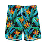 Teal Tropical Pattern Print Men's Sports Shorts