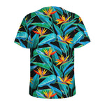 Teal Tropical Pattern Print Men's Sports T-Shirt