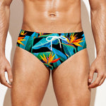 Teal Tropical Pattern Print Men's Swim Briefs