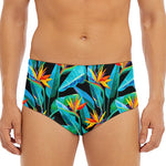 Teal Tropical Pattern Print Men's Triangle Swim Briefs