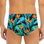 Teal Tropical Pattern Print Men's Triangle Swim Briefs