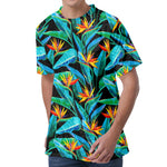 Teal Tropical Pattern Print Men's Velvet T-Shirt