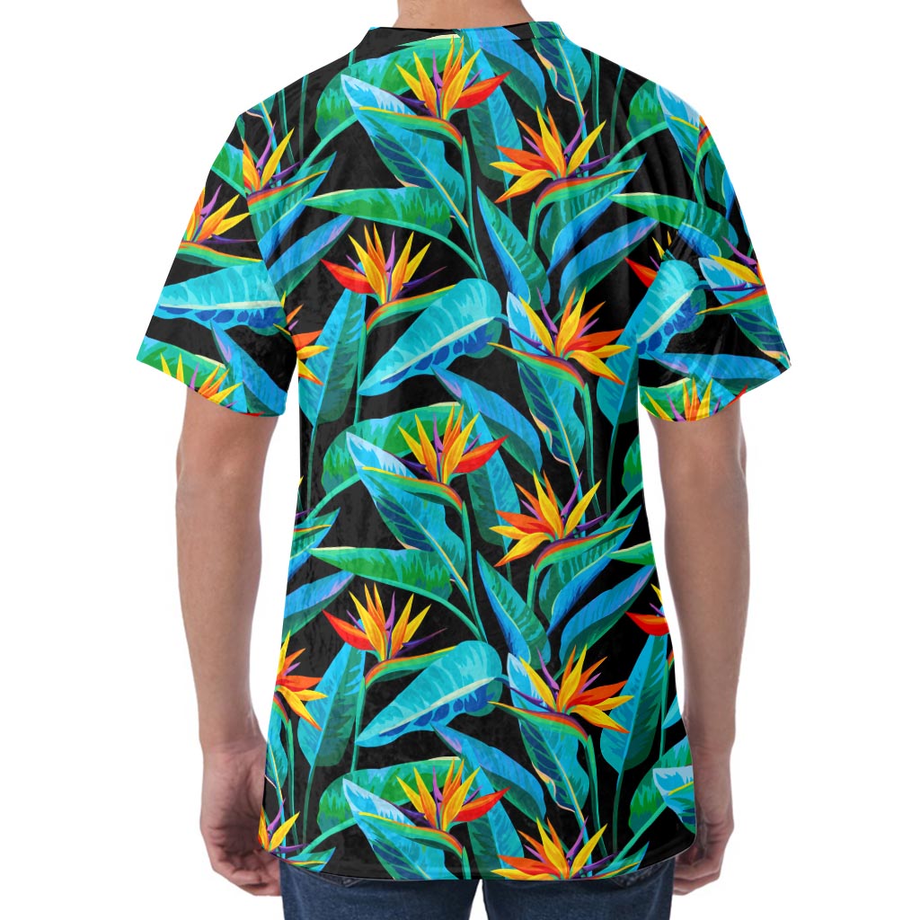 Teal Tropical Pattern Print Men's Velvet T-Shirt