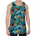 Teal Tropical Pattern Print Men's Velvet Tank Top