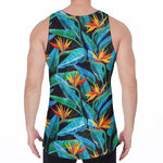 Teal Tropical Pattern Print Men's Velvet Tank Top
