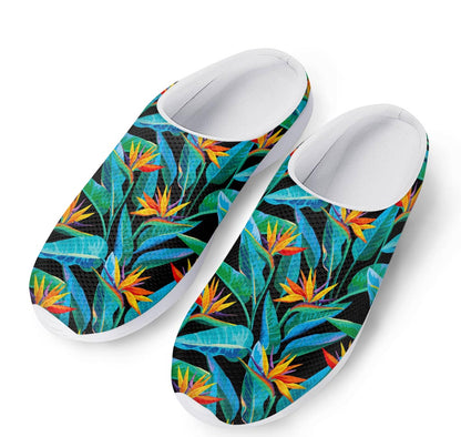 Teal Tropical Pattern Print Mesh Casual Shoes