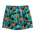 Teal Tropical Pattern Print Mesh Shorts