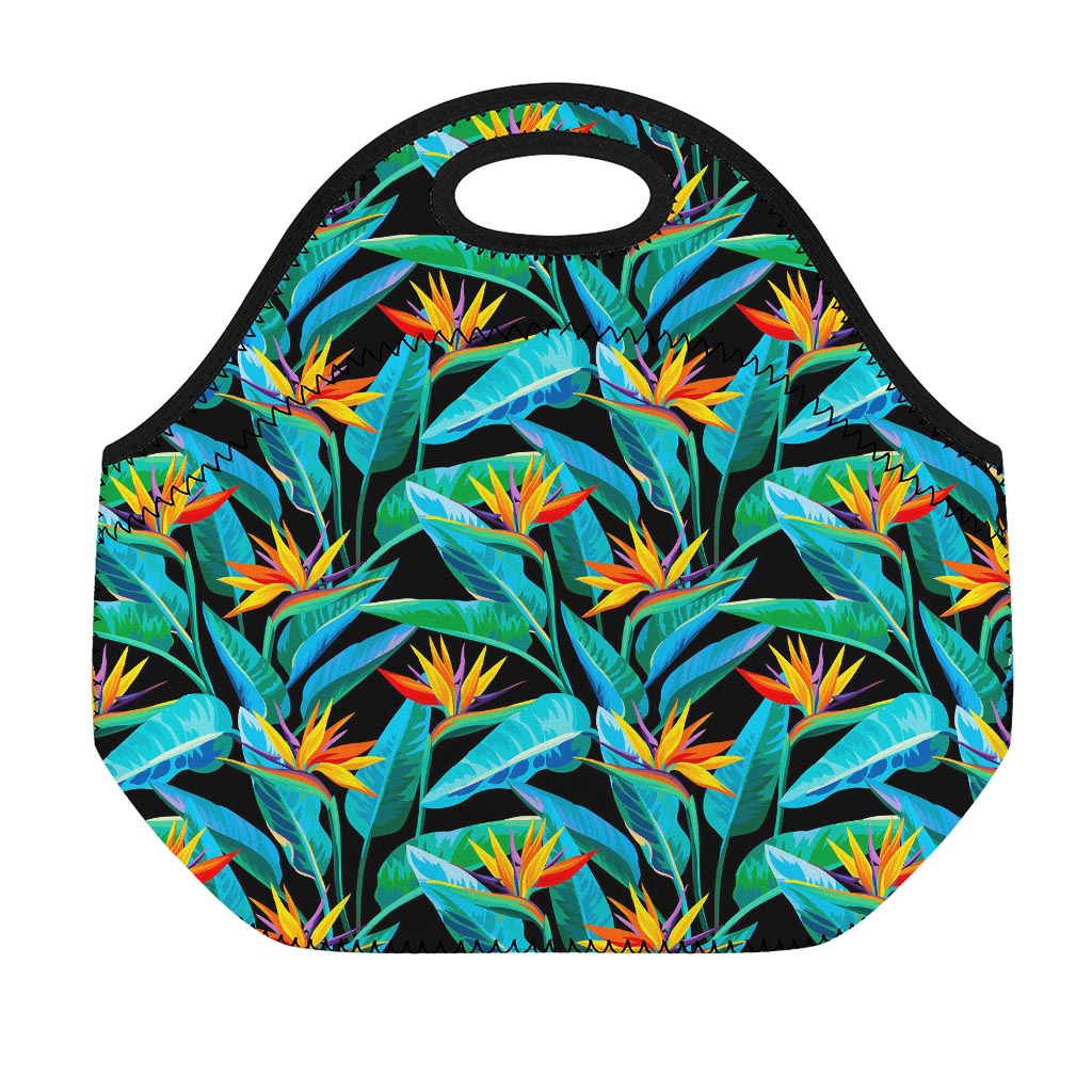 Teal Tropical Pattern Print Neoprene Lunch Bag