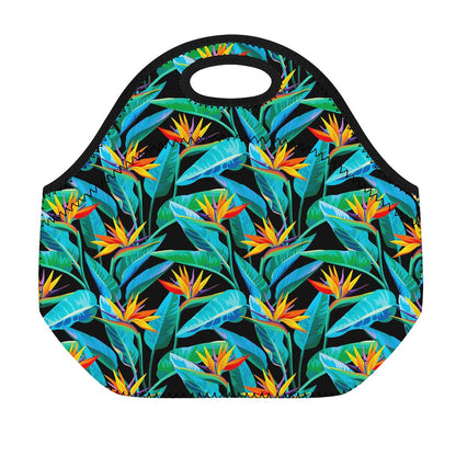 Teal Tropical Pattern Print Neoprene Lunch Bag