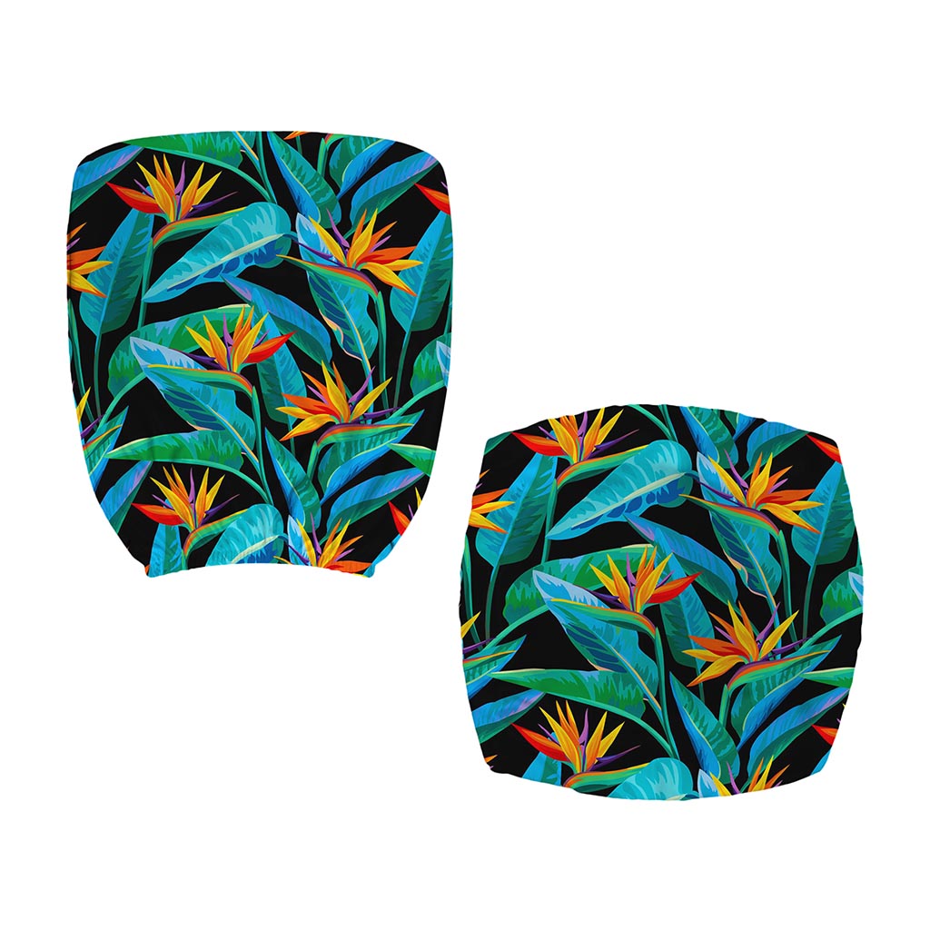 Teal Tropical Pattern Print Office Chair Cover