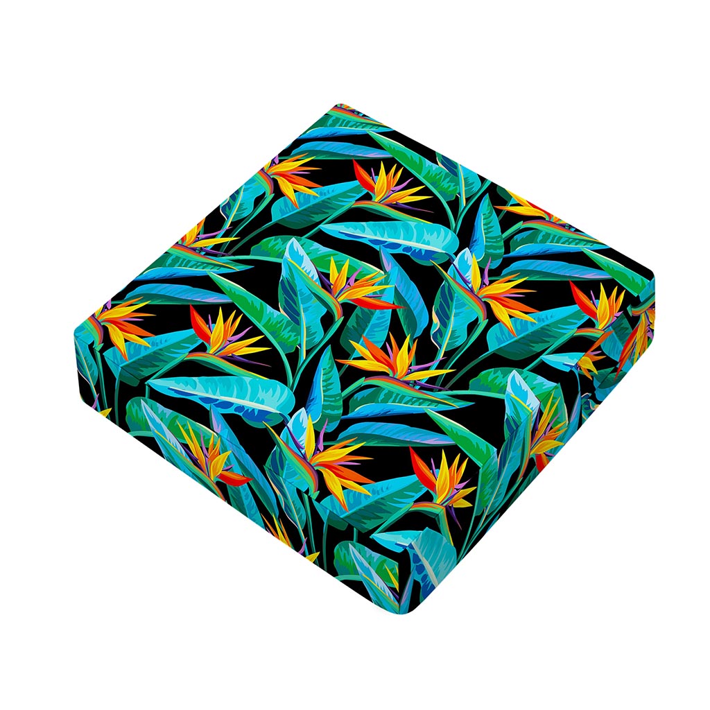 Teal Tropical Pattern Print Outdoor Seat Cushion Cover