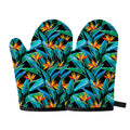 Teal Tropical Pattern Print Oven Mitts