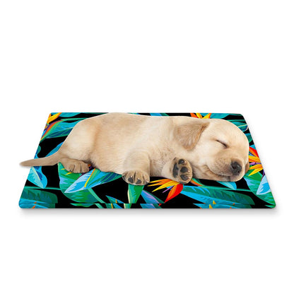 Teal Tropical Pattern Print Pet Cooling Mat Cover