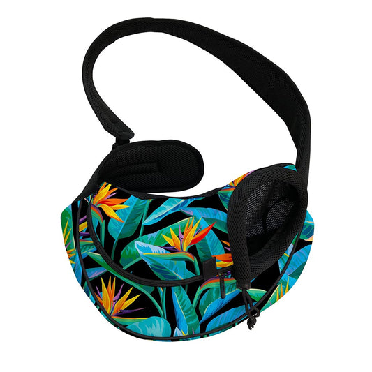 Teal Tropical Pattern Print Pet Sling Carrier