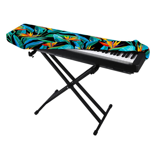 Teal Tropical Pattern Print Piano Keyboard Cover