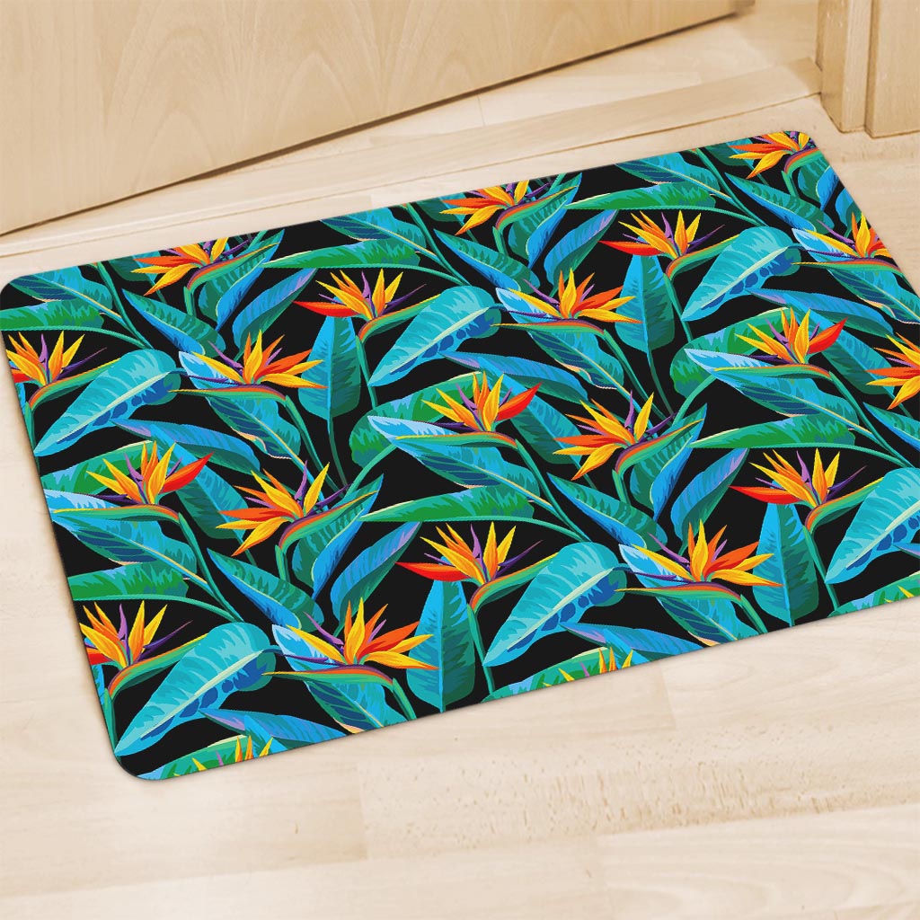 Teal Tropical Pattern Print Polyester Doormat