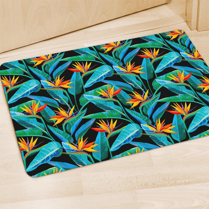 Teal Tropical Pattern Print Polyester Doormat