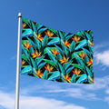 Teal Tropical Pattern Print Polyester Flag