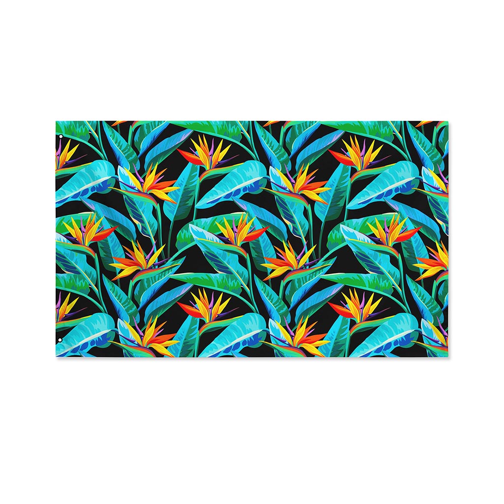 Teal Tropical Pattern Print Polyester Flag