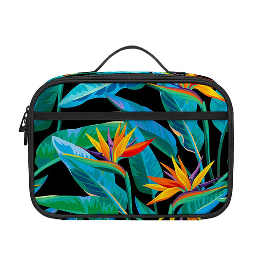 Teal Tropical Pattern Print Portable Lunch Bag