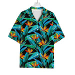 Teal Tropical Pattern Print Rayon Hawaiian Shirt