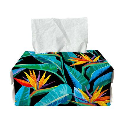 Teal Tropical Pattern Print Rectangle Tissue Box Cover