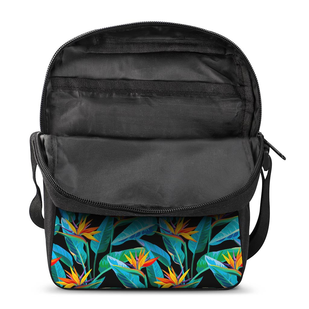 Teal Tropical Pattern Print Rectangular Crossbody Bag
