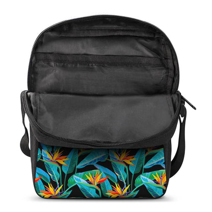 Teal Tropical Pattern Print Rectangular Crossbody Bag