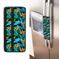 Teal Tropical Pattern Print Refrigerator Handle Covers