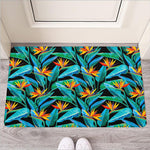 Teal Tropical Pattern Print Rubber Doormat