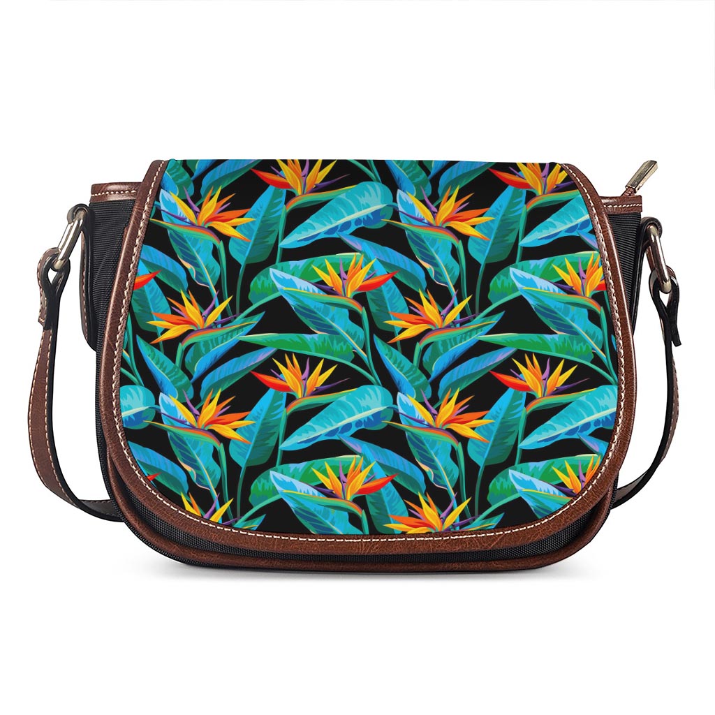 Teal Tropical Pattern Print Saddle Bag