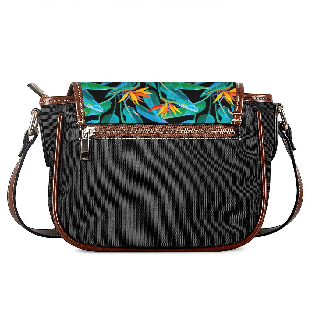 Teal Tropical Pattern Print Saddle Bag