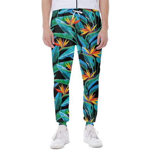 Teal Tropical Pattern Print Scuba Joggers