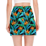 Teal Tropical Pattern Print Side Slit Mini Skirt