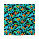 Teal Tropical Pattern Print Silk Bandana