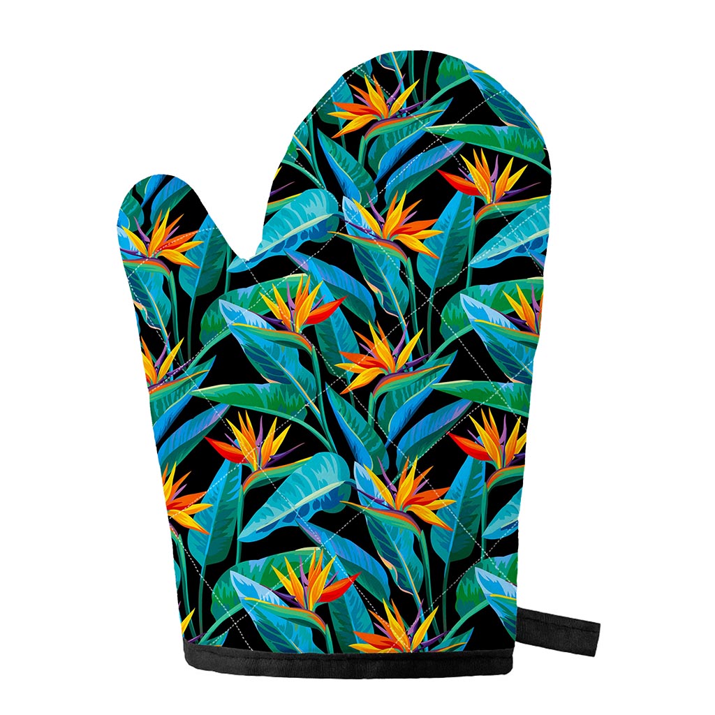 Teal Tropical Pattern Print Single Oven Mitt